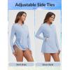imagebaleaf Rash Guard for Women Long Sleeve Swim Shirt UPF 50 Swimsuits Top for Women with Kangaroo PocketLight Blue