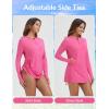 imagebaleaf Rash Guard for Women Long Sleeve Swim Shirt UPF 50 Swimsuits Top for Women with Kangaroo PocketPink