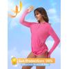 imagebaleaf Rash Guard for Women Long Sleeve Swim Shirt UPF 50 Swimsuits Top for Women with Kangaroo PocketPink