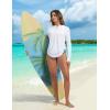 imagebaleaf Rash Guard for Women Long Sleeve Swim Shirt UPF 50 Swimsuits Top for Women with Kangaroo PocketWhite