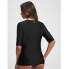 imagebaleaf UPF50 Rash Guard for Women Elbow Length UV Protection Swim Shirts Quick Dry Sun Shirts Lightweight Swimsuits TopBlack