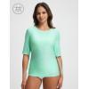 imagebaleaf UPF50 Rash Guard for Women Elbow Length UV Protection Swim Shirts Quick Dry Sun Shirts Lightweight Swimsuits TopLight Green