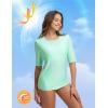 imagebaleaf UPF50 Rash Guard for Women Elbow Length UV Protection Swim Shirts Quick Dry Sun Shirts Lightweight Swimsuits TopLight Green