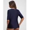 imagebaleaf UPF50 Rash Guard for Women Elbow Length UV Protection Swim Shirts Quick Dry Sun Shirts Lightweight Swimsuits TopNavy Blue