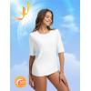 imagebaleaf UPF50 Rash Guard for Women Elbow Length UV Protection Swim Shirts Quick Dry Sun Shirts Lightweight Swimsuits TopStar White