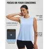 imagebaleaf Women Running Sleeveless Tops Athletic Tank Tops Workout Open Back UPF 50 Tennis Gym Loose Fit LightweightLight Blue