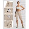 imagebaleaf Womens 15 Long Shorts with 7 Pockets Hiking Bermuda Shorts Knee Length Lightweight Quick Dry Cargo CaprisKhaki