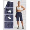 imagebaleaf Womens 15 Long Shorts with 7 Pockets Hiking Bermuda Shorts Knee Length Lightweight Quick Dry Cargo CaprisNavy Blue