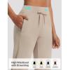 imagebaleaf Womens 25 Petite Pants High Waisted Athletic Pant with Zipper Pockets Travel Golf Work CasualKhaki