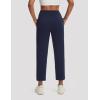 imagebaleaf Womens 25 Petite Pants High Waisted Athletic Pant with Zipper Pockets Travel Golf Work CasualNavy Blue
