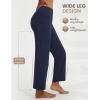 imagebaleaf Womens 25 Yoga Pants Wide Leg Ankle Pant with Pockets High Waist Petite Stretchy Casual TravelNavy Blue