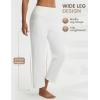 imagebaleaf Womens 25 Yoga Pants Wide Leg Ankle Pant with Pockets High Waist Petite Stretchy Casual TravelStar White