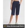 imagebaleaf Womens Bermuda Long Shorts 14 Knee Length with Zipper Pockets Athletic Shorts Walking Athletic Casual SummerNavy Blue