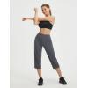 imagebaleaf Womens Capri Pants High Waisted Straight Leg Yoga Capris Leggings with Pockets Crop Workout 21 Summer PantsDark Gray