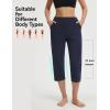 imagebaleaf Womens Capri Pants High Waisted Straight Leg Yoga Capris Leggings with Pockets Crop Workout 21 Summer PantsNavy Blue