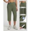 imagebaleaf Womens Capri Pants with Pockets High Waisted Yoga Capri Leggings 18 Cropped Pants Workout Straight Leg Casual SummerArmy Green