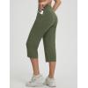 imagebaleaf Womens Capri Pants with Pockets High Waisted Yoga Capri Leggings 18 Cropped Pants Workout Straight Leg Casual SummerArmy Green