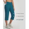 imagebaleaf Womens Capri Pants with Pockets High Waisted Yoga Capri Leggings 18 Cropped Pants Workout Straight Leg Casual SummerBlue