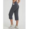 imagebaleaf Womens Capri Pants with Pockets High Waisted Yoga Capri Leggings 18 Cropped Pants Workout Straight Leg Casual SummerDark Gray