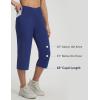 imagebaleaf Womens Capri Pants with Pockets High Waisted Yoga Capri Leggings 18 Cropped Pants Workout Straight Leg Casual SummerNavy Blue