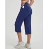 imagebaleaf Womens Capri Pants with Pockets High Waisted Yoga Capri Leggings 18 Cropped Pants Workout Straight Leg Casual SummerNavy Blue