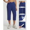 imagebaleaf Womens Capri Pants with Pockets High Waisted Yoga Capri Leggings 18 Cropped Pants Workout Straight Leg Casual SummerNavy Blue