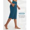 imagebaleaf Womens Capri Pants with Pockets Straight Leg Yoga Capri Leggings 17 MidCalf Capris WorkoutBlue