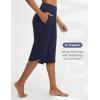 imagebaleaf Womens Capri Pants with Pockets Straight Leg Yoga Capri Leggings 17 MidCalf Capris WorkoutNavy Blue