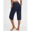 imagebaleaf Womens Capri Pants with Pockets Straight Leg Yoga Capri Leggings 17 MidCalf Capris WorkoutNavy Blue