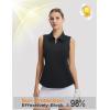 imagebaleaf Womens Golf Shirts Sleeveless Pockets Tennis Tops Workout Athletic Polo V Neck Collared UPFBlack