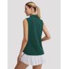 imagebaleaf Womens Golf Shirts Sleeveless Pockets Tennis Tops Workout Athletic Polo V Neck Collared UPFDark Green