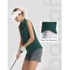 imagebaleaf Womens Golf Shirts Sleeveless Pockets Tennis Tops Workout Athletic Polo V Neck Collared UPFDark Green
