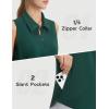 imagebaleaf Womens Golf Shirts Sleeveless Pockets Tennis Tops Workout Athletic Polo V Neck Collared UPFDark Green