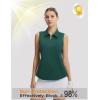imagebaleaf Womens Golf Shirts Sleeveless Pockets Tennis Tops Workout Athletic Polo V Neck Collared UPFDark Green