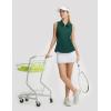 imagebaleaf Womens Golf Shirts Sleeveless Pockets Tennis Tops Workout Athletic Polo V Neck Collared UPFDark Green