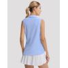 imagebaleaf Womens Golf Shirts Sleeveless Pockets Tennis Tops Workout Athletic Polo V Neck Collared UPFLight Blue