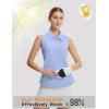 imagebaleaf Womens Golf Shirts Sleeveless Pockets Tennis Tops Workout Athletic Polo V Neck Collared UPFLight Blue