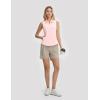 imagebaleaf Womens Golf Shirts Sleeveless Pockets Tennis Tops Workout Athletic Polo V Neck Collared UPFLight Pink