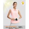 imagebaleaf Womens Golf Shirts Sleeveless Pockets Tennis Tops Workout Athletic Polo V Neck Collared UPFLight Pink