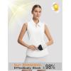 imagebaleaf Womens Golf Shirts Sleeveless Pockets Tennis Tops Workout Athletic Polo V Neck Collared UPFStar White