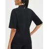 imagebaleaf Womens Half Sleeve Golf Shirts Elbow Length Sleeve Quarter Zip Polo Tops V Neck UPF 50 Sun Protection WorkoutBlack