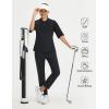 imagebaleaf Womens Half Sleeve Golf Shirts Elbow Length Sleeve Quarter Zip Polo Tops V Neck UPF 50 Sun Protection WorkoutBlack