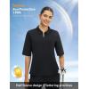 imagebaleaf Womens Half Sleeve Golf Shirts Elbow Length Sleeve Quarter Zip Polo Tops V Neck UPF 50 Sun Protection WorkoutBlack