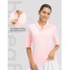 imagebaleaf Womens Half Sleeve Golf Shirts Elbow Length Sleeve Quarter Zip Polo Tops V Neck UPF 50 Sun Protection WorkoutLight Pink
