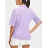 imagebaleaf Womens Half Sleeve Golf Shirts Elbow Length Sleeve Quarter Zip Polo Tops V Neck UPF 50 Sun Protection WorkoutLight Purple
