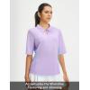 imagebaleaf Womens Half Sleeve Golf Shirts Elbow Length Sleeve Quarter Zip Polo Tops V Neck UPF 50 Sun Protection WorkoutLight Purple
