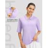 imagebaleaf Womens Half Sleeve Golf Shirts Elbow Length Sleeve Quarter Zip Polo Tops V Neck UPF 50 Sun Protection WorkoutLight Purple
