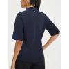 imagebaleaf Womens Half Sleeve Golf Shirts Elbow Length Sleeve Quarter Zip Polo Tops V Neck UPF 50 Sun Protection WorkoutNavy Blue