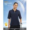 imagebaleaf Womens Half Sleeve Golf Shirts Elbow Length Sleeve Quarter Zip Polo Tops V Neck UPF 50 Sun Protection WorkoutNavy Blue
