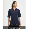 imagebaleaf Womens Half Sleeve Golf Shirts Elbow Length Sleeve Quarter Zip Polo Tops V Neck UPF 50 Sun Protection WorkoutNavy Blue